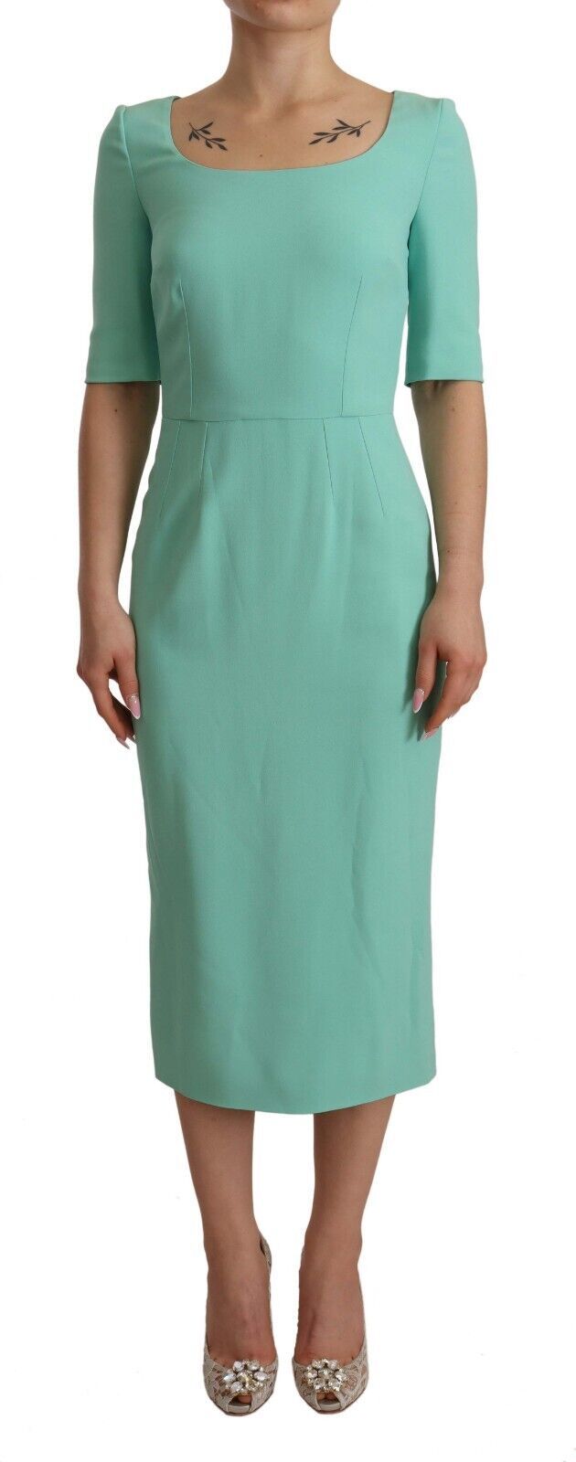 Dolce & Gabbana Mint Green Sheath Dress with Square Neck