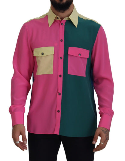 Dolce & Gabbana Elegant Multicolor Silk Button-Down Shirt