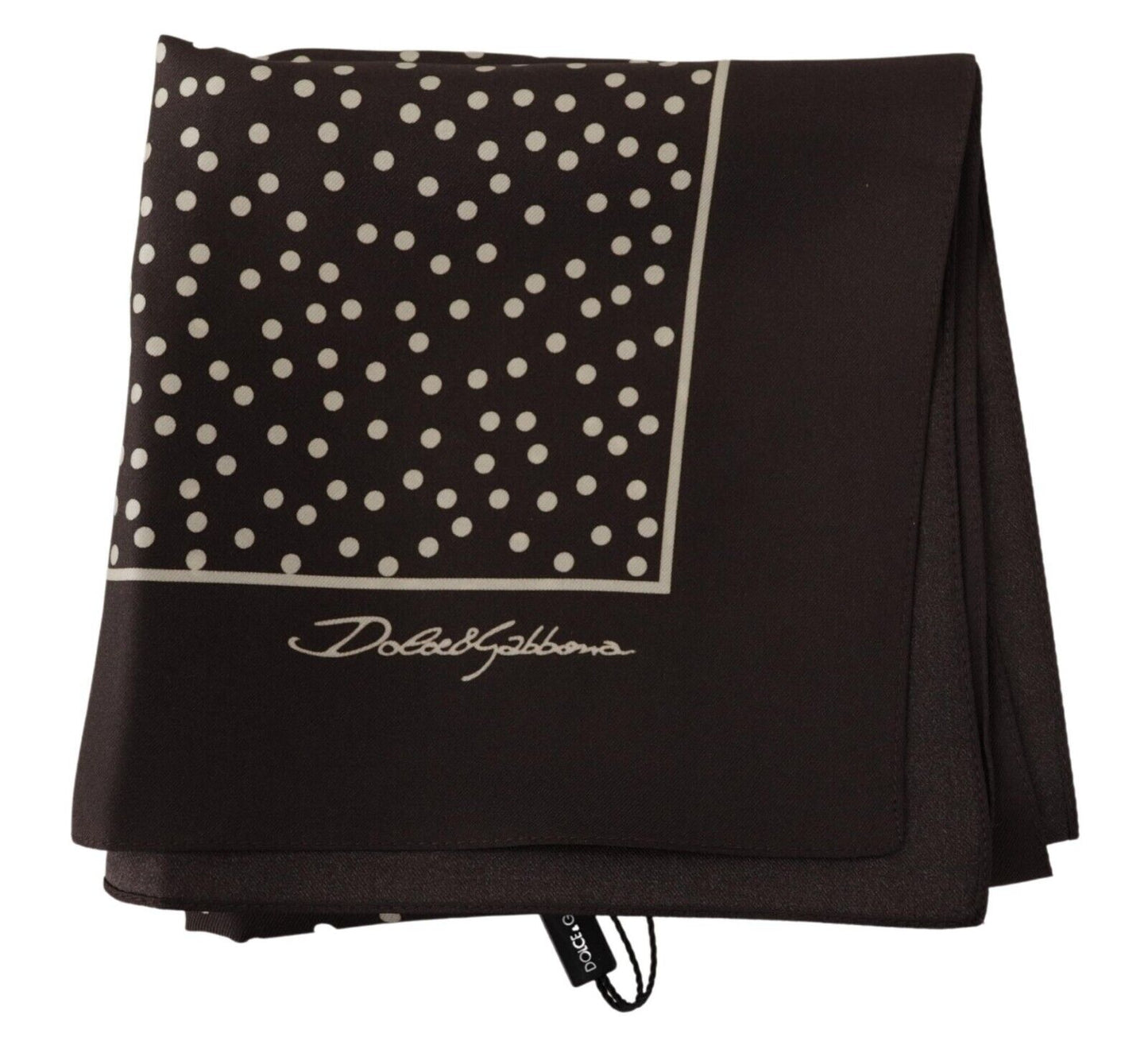 Dolce & Gabbana Brown Polka Dot Square Handkerchief Scarf