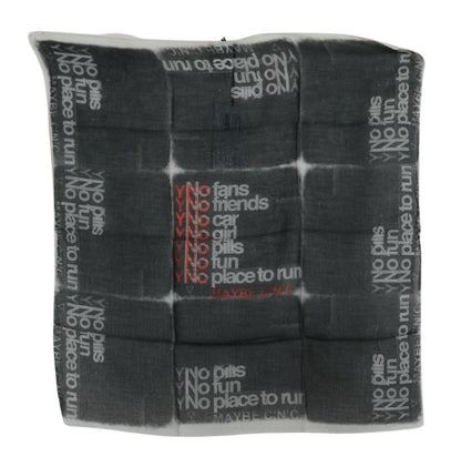 Costume National Dark Gray Wool Foulard Branded Scarf