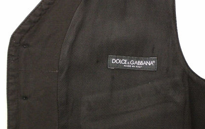 Dolce & Gabbana Black Flax Cotton Dress Vest Blazer