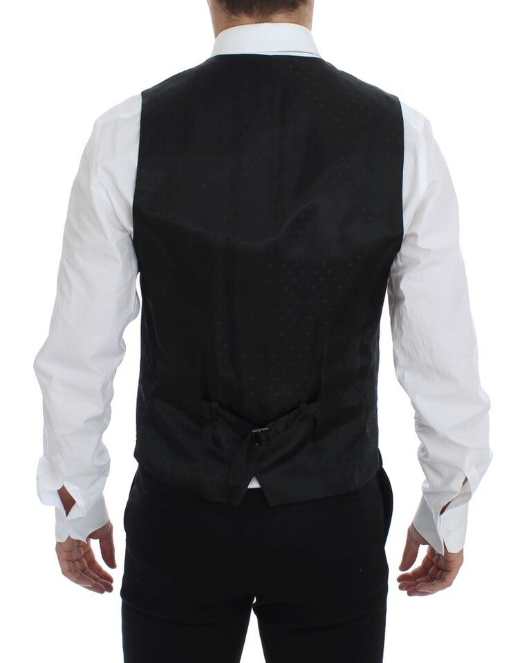 Dolce & Gabbana Black Wool Formal Dress Vest Gilet Weste