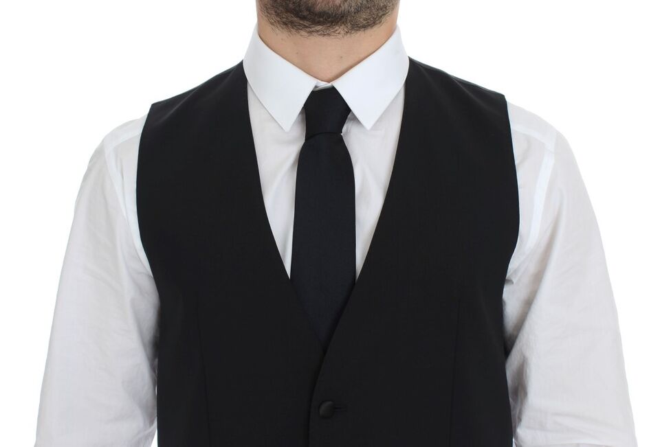 Dolce & Gabbana Black Wool Silk Stretch Dress Vest Blazer