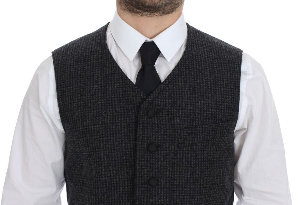 Dolce & Gabbana Gray Wool Blend Vest Gilet Weste