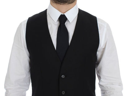 Dolce & Gabbana Black Wool Single Breasted Vest Gilet