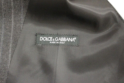 Dolce & Gabbana Gray Striped Wool Logo Vest Gilet Weste