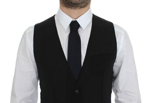 Dolce & Gabbana Black Wool Formal Dress Vest Gilet Jacket