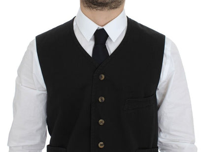 Dolce & Gabbana Black Cotton Blend Dress Vest Gilet