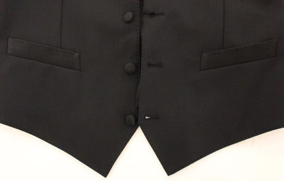 Dolce & Gabbana Black Wool Silk Stretch Dress Vest Blazer