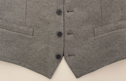 Dolce & Gabbana Gray Cotton Stretch Dress Vest Blazer