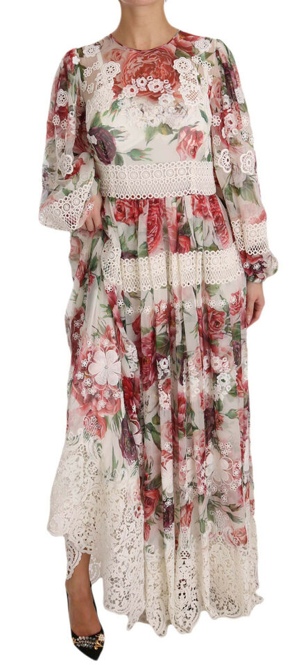 Dolce & Gabbana Multicolor Floral Silk Maxi A-Line Shift Dress