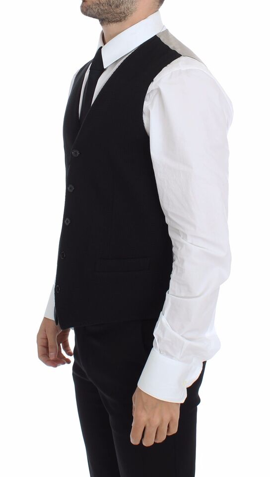 Dolce & Gabbana Black Cotton Dress Vest Blazer Jacket