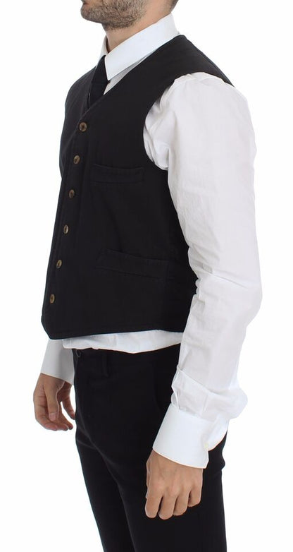 Dolce & Gabbana Black Cotton Viscose Dress Vest Blazer