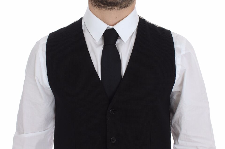 Dolce & Gabbana Black Cotton Dress Vest Blazer Jacket