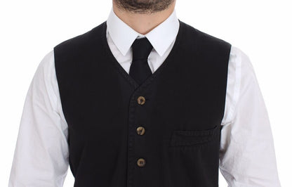 Dolce & Gabbana Black Cotton Viscose Dress Vest Blazer