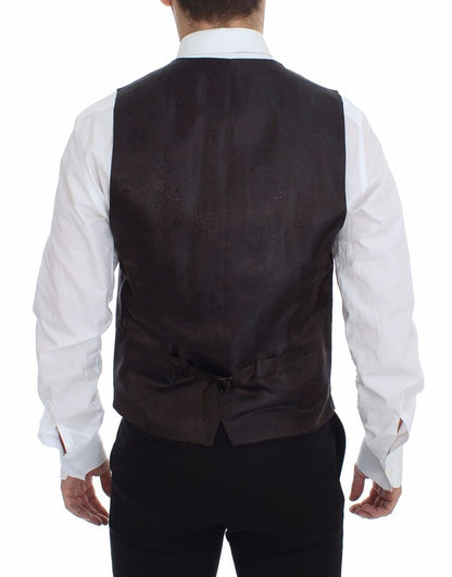 Dolce & Gabbana Brown Wool Single Breasted Vest Gilet