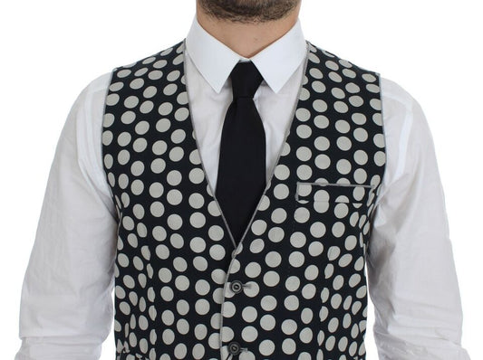 Dolce & Gabbana Blue Polka Dot Dress Vest Gilet Weste