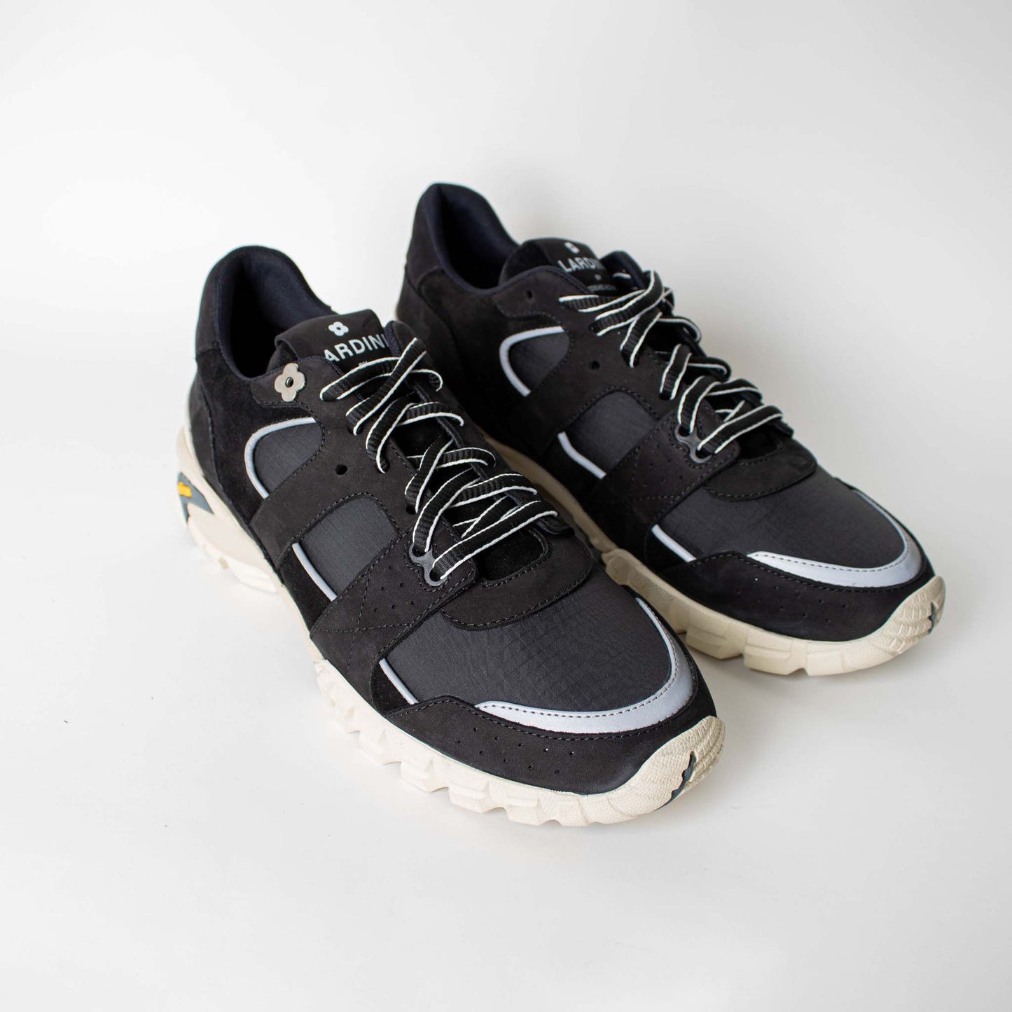 Lardini Elegant Black Leather and Suede Sneakers