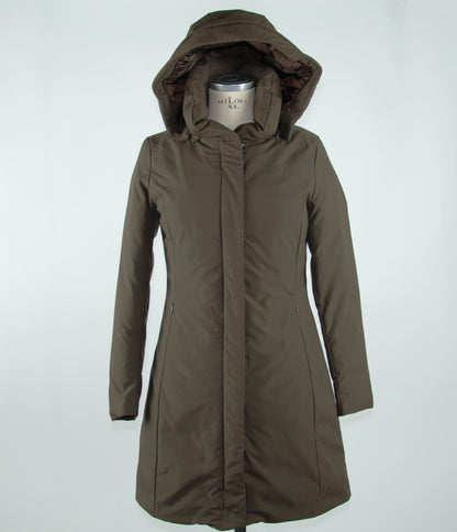 Emilio Romanelli Elegant Brown Polygon Jacket with Hood