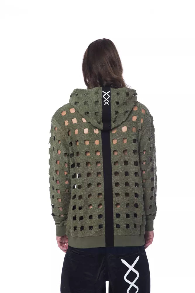 Nicolo Tonetto Army Perforated Cotton Hoodie - Casual Elegance