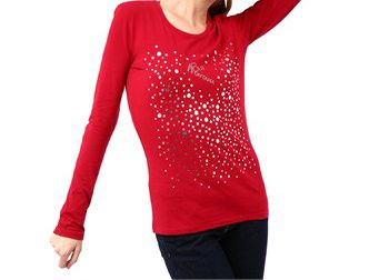 Montana Blu Chic Red Long Sleeve Embellished Tee