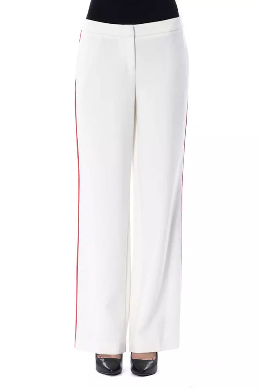 BYBLOS Elegant White Stripe-Detailed Trousers