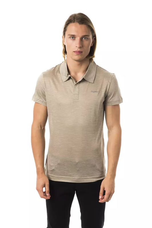 BYBLOS Elegant Striped Embroidered Polo Shirt