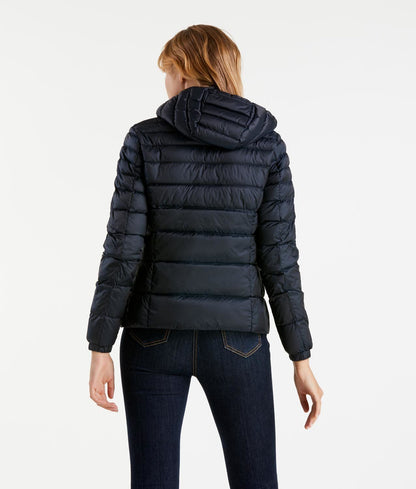 Refrigiwear Elegant Satin-Feel Down Jacket in Dark Blue