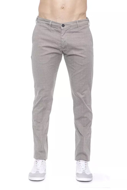 Armata Di Mare Beige Cotton Trousers with Chic Micro-Pattern