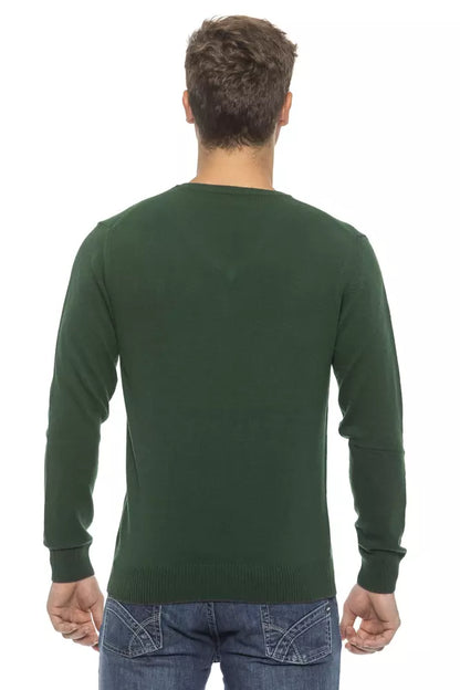 Conte of Florence Elegant Green V-Neck Men's Sweater