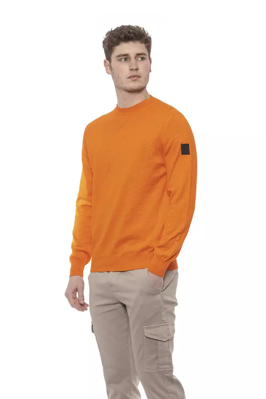 Conte of Florence Elegant Crewneck Cotton Sweater in Orange