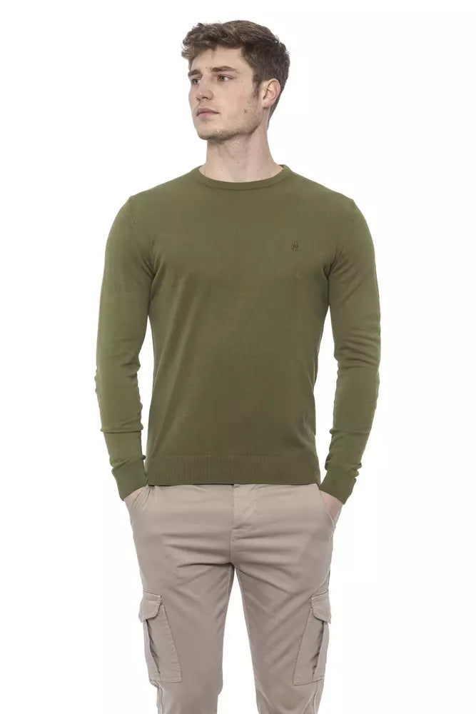 Conte of Florence Emerald Crewneck Cotton Sweater for Men