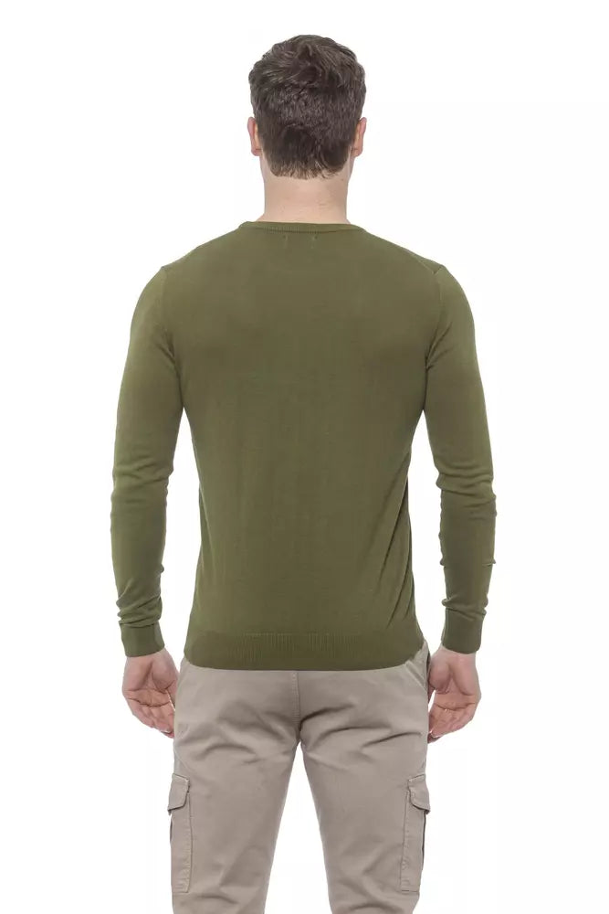 Conte of Florence Emerald Crewneck Cotton Sweater for Men