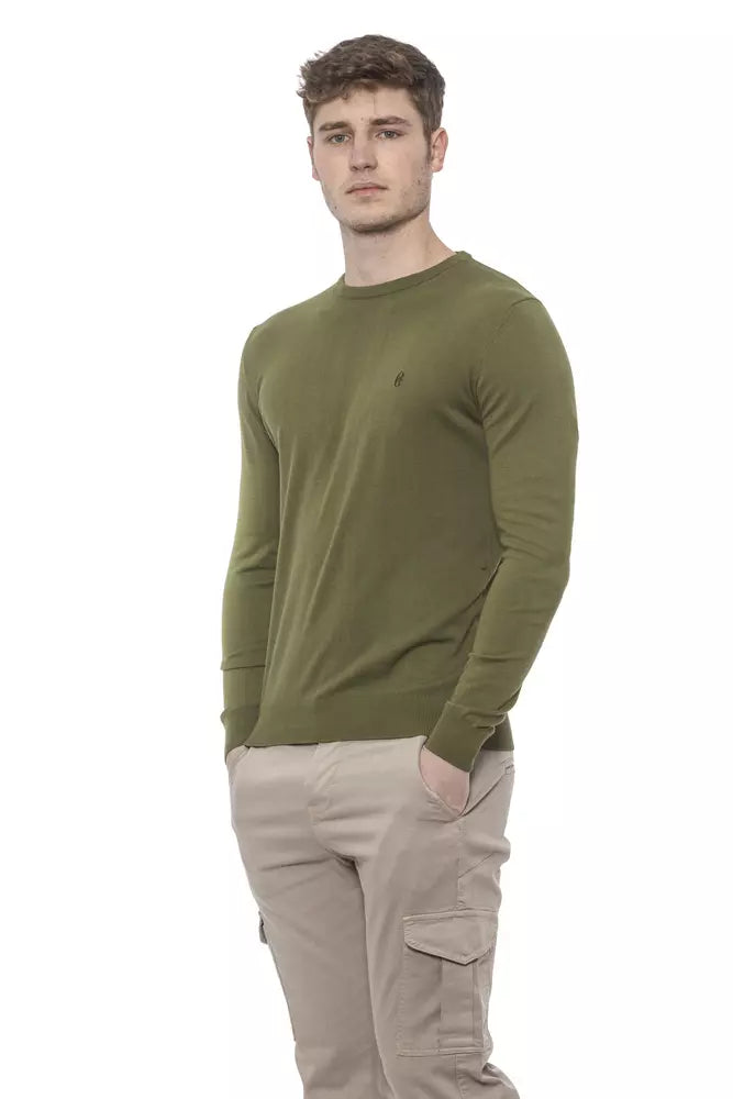 Conte of Florence Emerald Crewneck Cotton Sweater for Men
