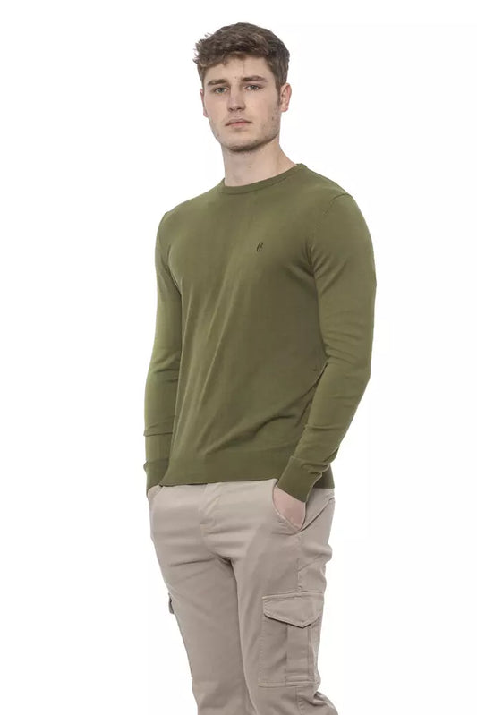 Conte of Florence Emerald Crewneck Cotton Sweater for Men