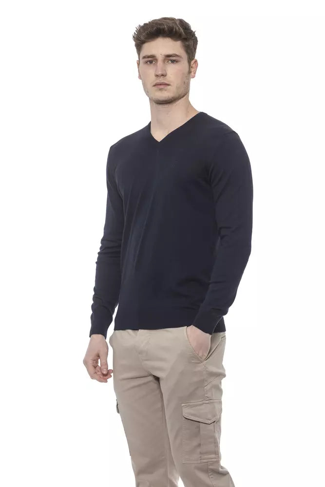 Conte of Florence Elegant V-Neck Cotton Sweater for Men