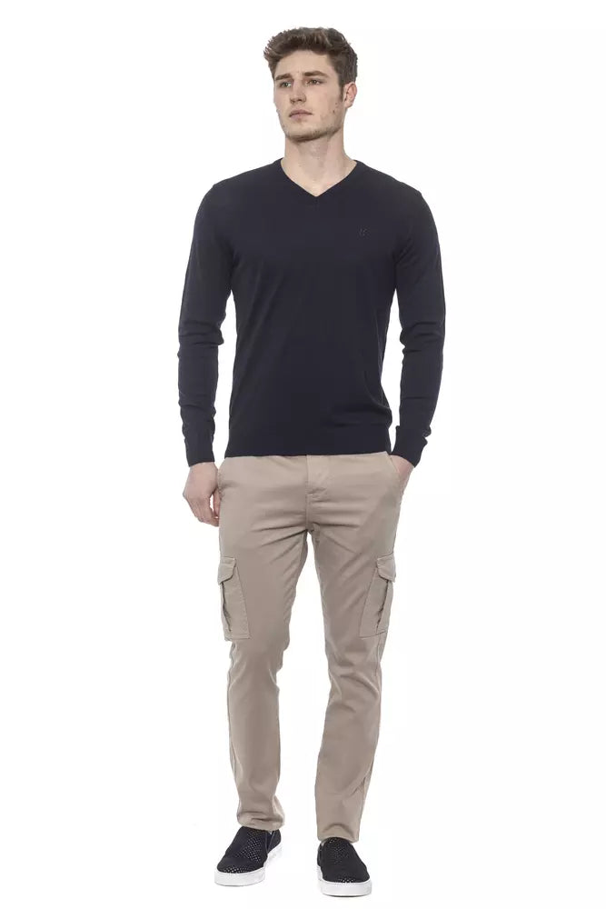 Conte of Florence Elegant V-Neck Cotton Sweater for Men