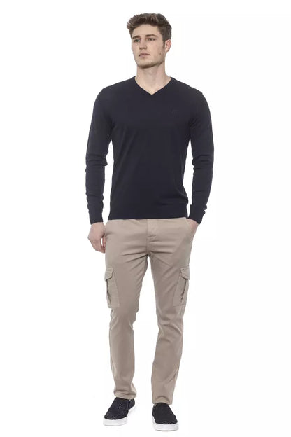 Conte of Florence Elegant V-Neck Cotton Sweater for Men