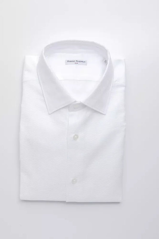 Robert Friedman Elegant White Slim-Fit Cotton Shirt