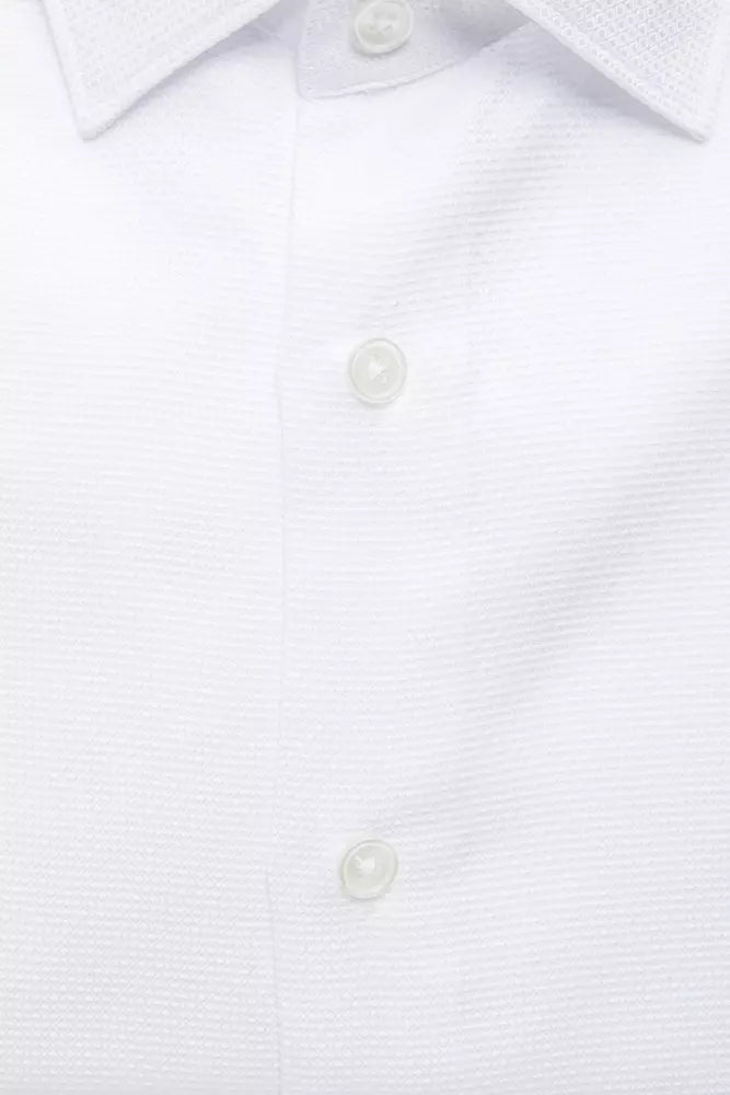 Robert Friedman Elegant White Slim-Fit Cotton Shirt