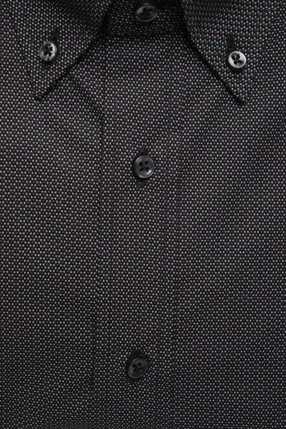 Robert Friedman Elegant Cotton Button-Down Shirt in Black