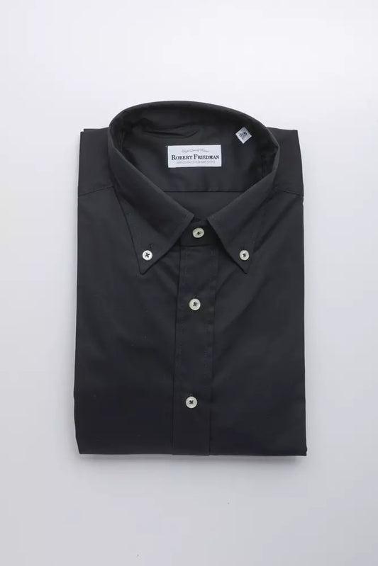 Robert Friedman Elegant Black Button Down Regular Shirt