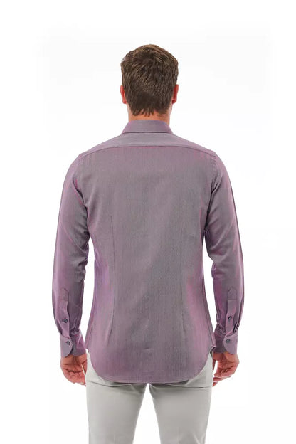 Bagutta Burgundy Slim Fit French Collar Shirt
