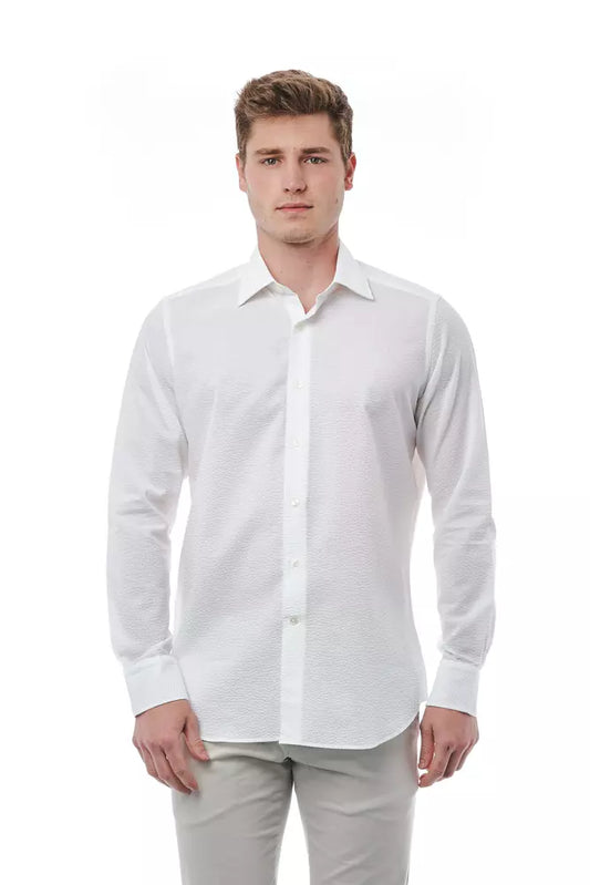Bagutta Elegant White Italian Collar Cotton Shirt