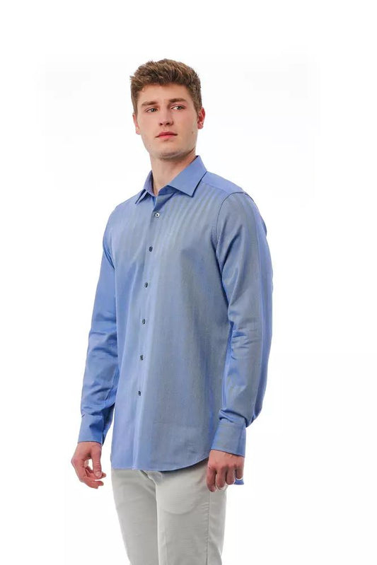 Bagutta Elegant Light Blue Regular Fit Italian Collar Shirt