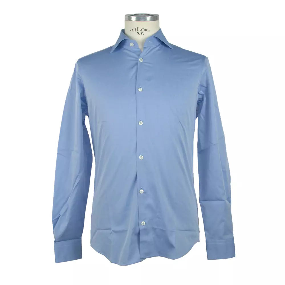 Made in Italy Elegance Unleashed Light Blue Cotton Shirt