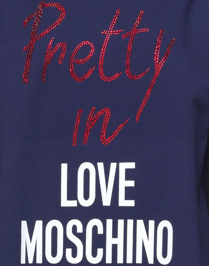 Love Moschino Elegant V-Neck Beaded Logo Dress