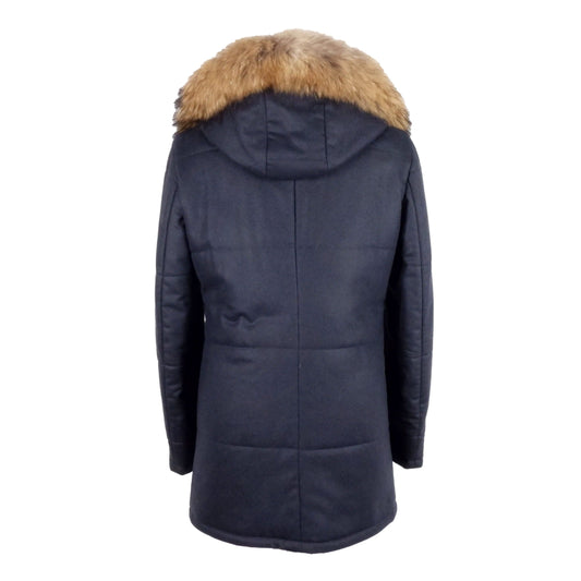Made in Italy Elegant Blue Wool-Cashmere Padded Jacket
