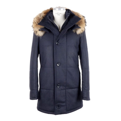 Made in Italy Elegant Blue Wool-Cashmere Padded Jacket
