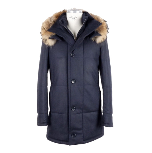 Made in Italy Elegant Blue Wool-Cashmere Padded Jacket